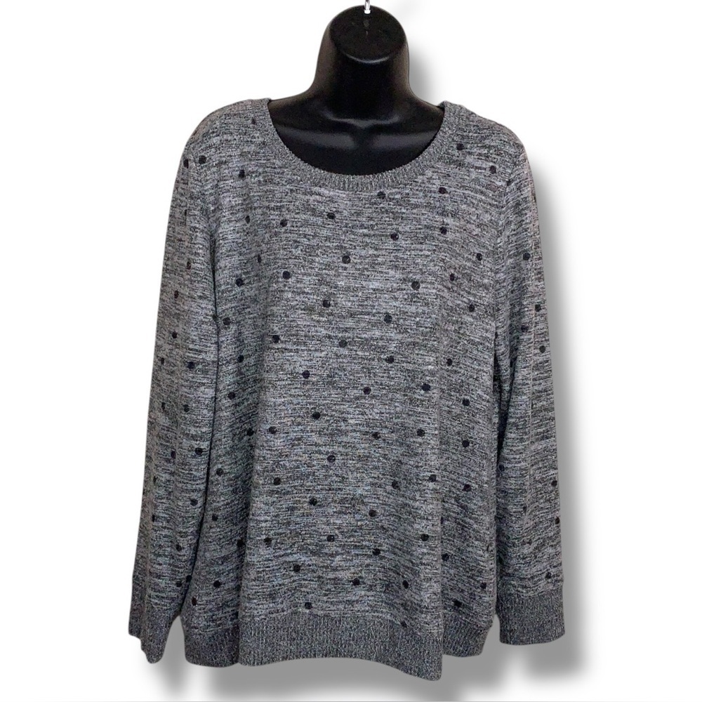 Large Christopher And Banks Grey Casual Polka Dot Sweatshirt Stretch